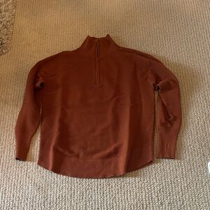 Womens Rust Half-Zip Sweater